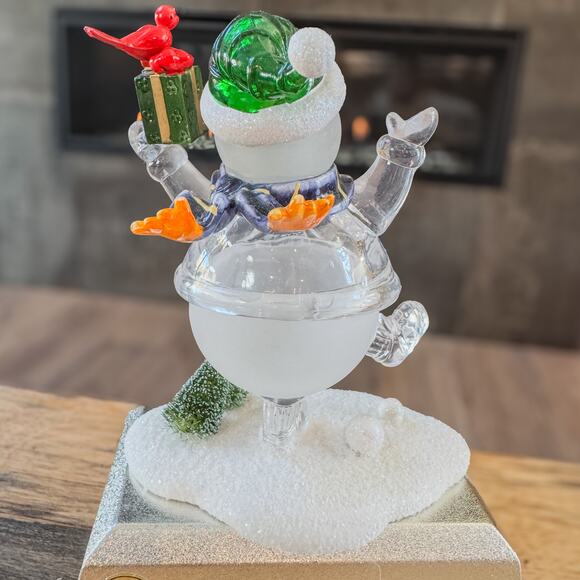 Festive Glass Like Acrylic Christmas Snowman Stocking Hanger Winter Scene Base - Picture 5 of 12